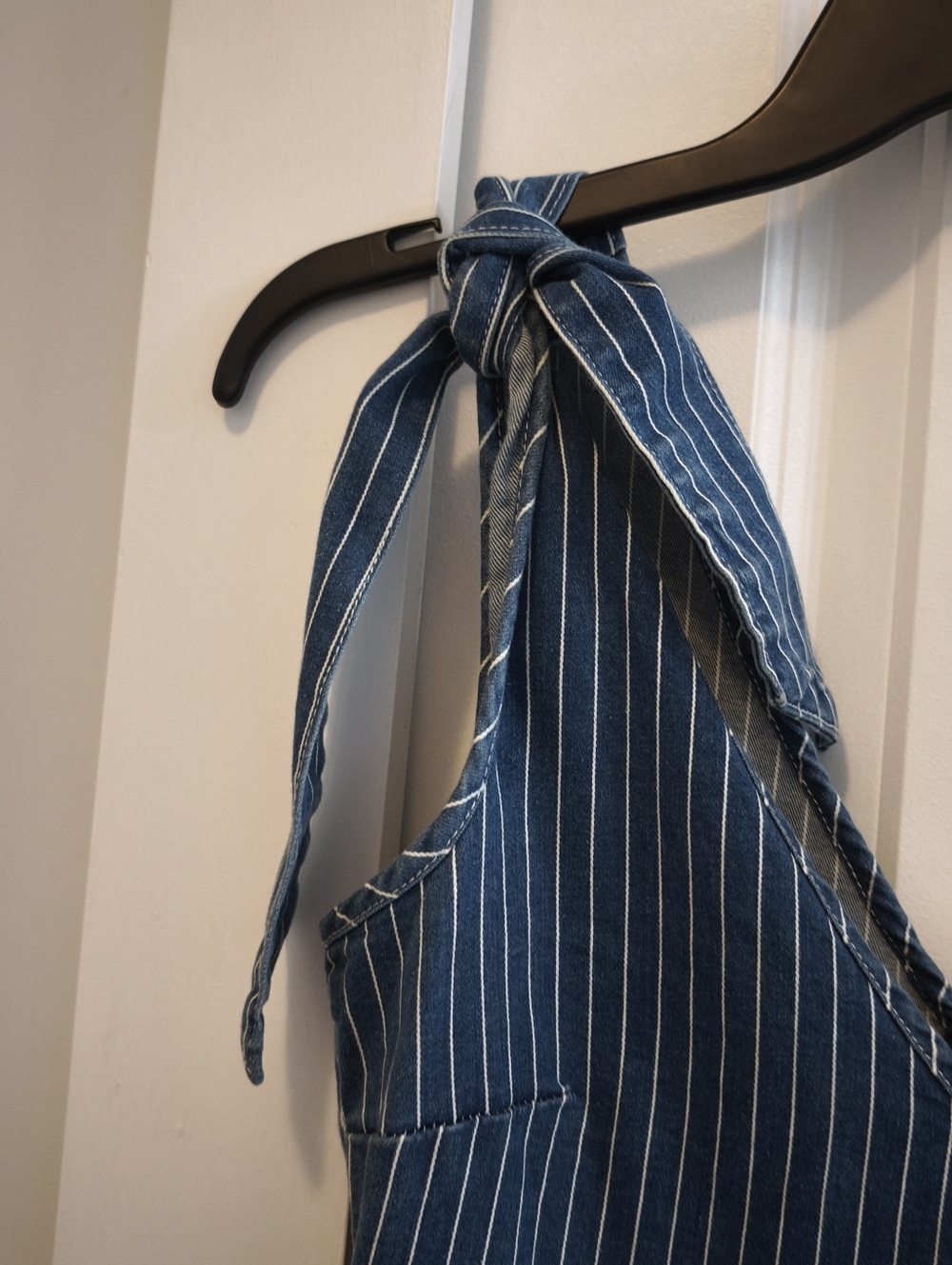 Chelsea & Violet NWT Stripe Denim Jumpsuit With Tie Straps - Picture 9 of 9